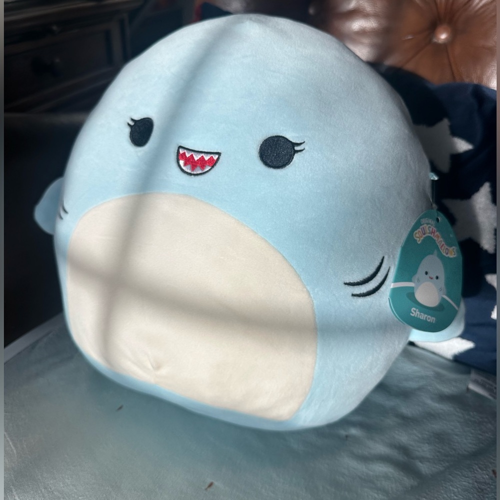 Squishmallows Light Blue and Cream Shark Plush